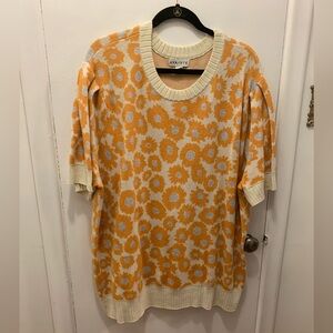 Puffed sleeve sweater in a fun floral knit from Target.